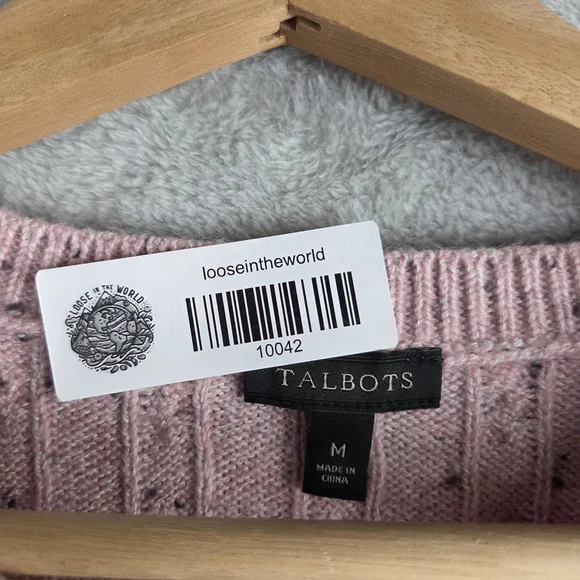 J. Jill Pink Crew Neck Cable Knit Sweater - Picture 8 of 8